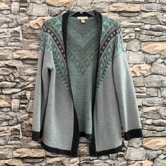 #38 Love by Design Nordstrom Mint Gray Open Knit Sweater Cardigan Vintage Medium - Picture 1 of 2
